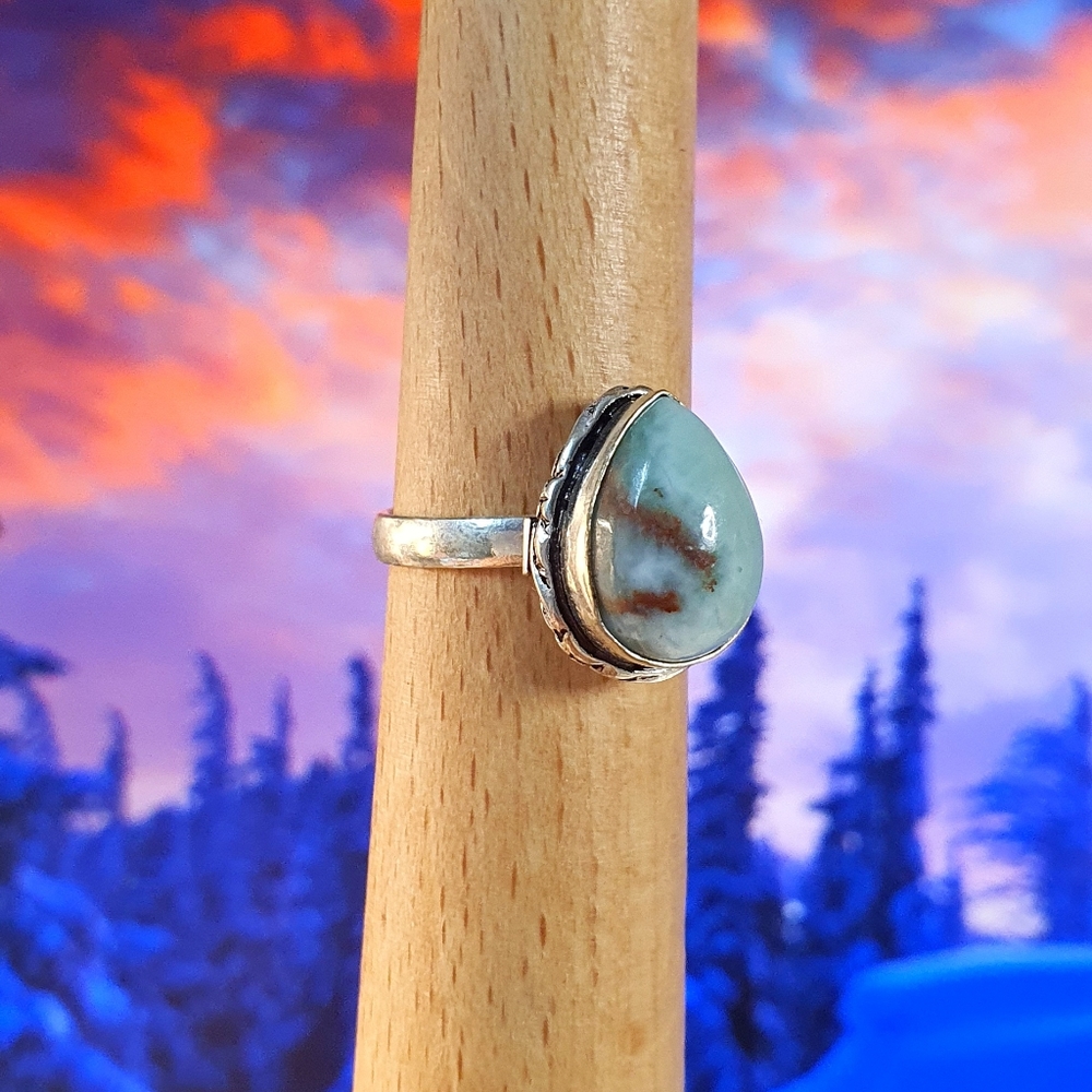 Larimar Gemstone Sterling Silver Plated Ring Size 6.5